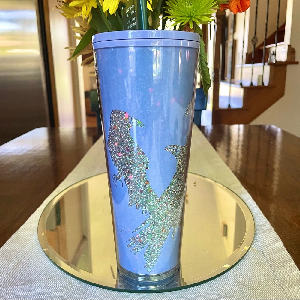 🧜‍♀️Starbucks Halloween Glitter Periwinkle Raven Tumbler - Glow in the Dark